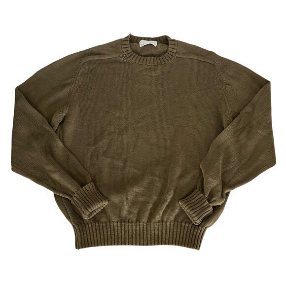 Lord Jeff Vintage Mens Sz XL Sweater Olive Green Cotton Knit Crewneck Pullover - Picture 1 of 4